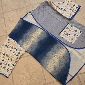 Twill patch coat jacket M-L handmade mushrooms open front Don't Thow It …